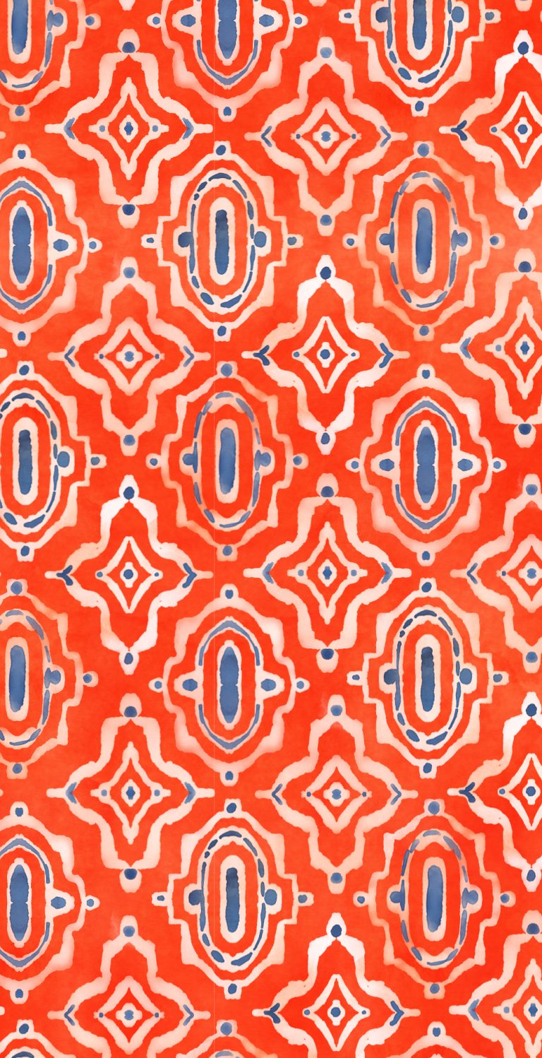 Repeat Orange and blue geometric pattern